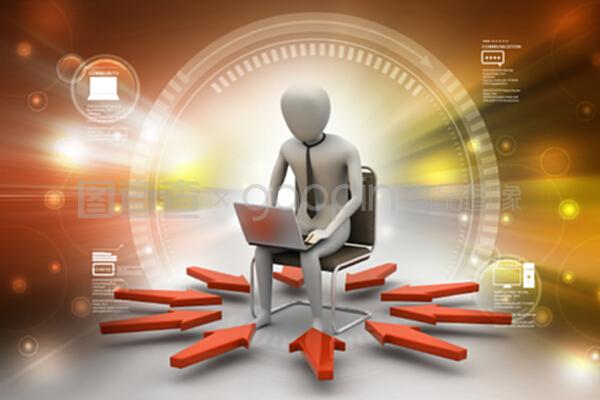 商務人士在色彩背景下展示網絡技術服務